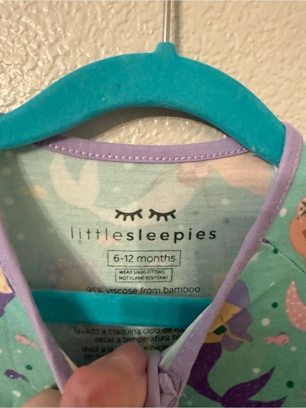 Little Sleepies Mint Green Mermaid Footie Pajamas with Lilac Trim